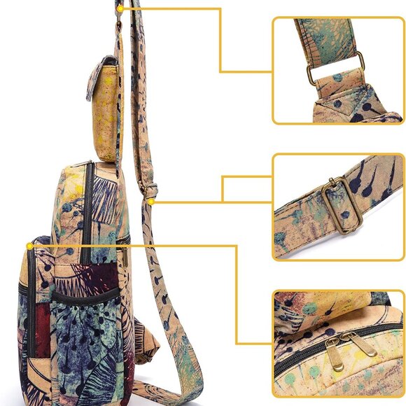 Women Canvas Sling Bag Small Boho Crossbody Purse Large Capacity Travel - Picture 5 of 9